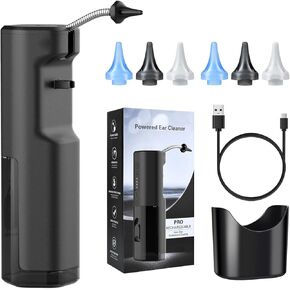 Upgraded Ear Wax Removal, Electric Ear Cleaner Kit, USB Rechargeable Ear Wax Removal Tool for 4 Modes Ear Cleaning Irrigation Kit with Ear Wax Cleaner Basin & 6 Tips, IPX7 Waterproof