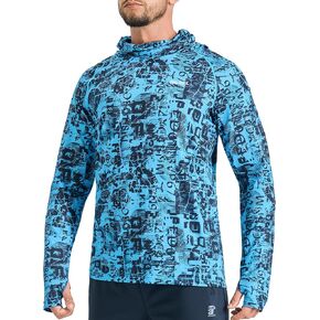 قمصان صيد بحماية من أشعة الشمس للرجال تزيد 50+ من هوديي خفيفة الوزن طويلة الأكمام UV SPF مقنعين مع حارس القناع الطفح الجلدي in Kuwait