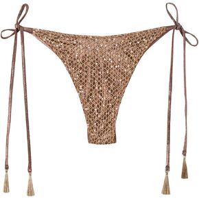 Woman's Brazilian String Swimsuit Bottoms Glittering Net