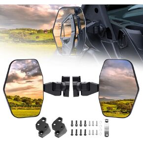 A & UTV PRO Aluminum Shell Side Mirrors for 2016-2024 Can-Am Defender MAX HD7 HD8 HD9 Pro HD10 DPS Accessories, Adjustable High-Definition Break Away Convex Rear View Mirrors, NOT FOR SOLID DOOR