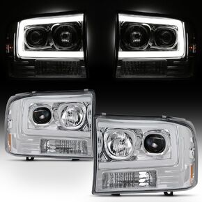 AKKON - لـ 99-04 FORD F250 F350 F450 F550 Superduty Pickup LED Bar Bar Black Projector Pair LH+RH