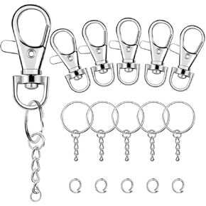 100 Pcs Swivel Snap Hook and Key Rings with Chain and Jump Rings for Keychain Lanyard DIY Jewelry Crafts Accessories(50 Pcs Lanyard Snap Hooks+50 Pcs Keychain Rings with Jump Rings)