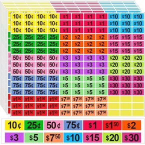 4125 Pcs Removable Garage Sale Stickers, Pre-Priced Yard Sale Price Stickers (1/2" X 3/4"), Price Tags Stickers with Blank Space to Write, Bright Colors Rummage Sale Stickers for Retail,Flea Markets