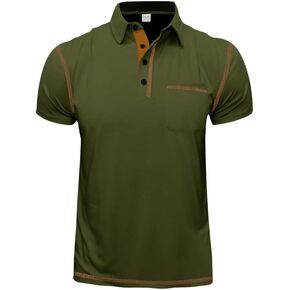 Men's Casual Polo Shirts Shorts Sleeve Summer Shirt Classic Collared Button Golf Shirts with Pocket