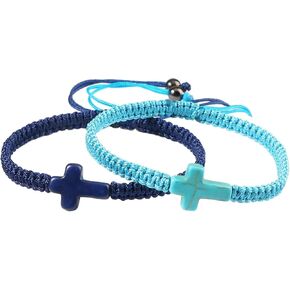 2/3PC Colorful Hand-Woven Cross Prayer Bracelet Couple Pairing Protection Bracelet Inspiring Christian Gifts