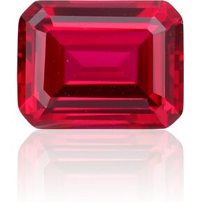 Lab Created Ruby Emerald Cut Loose Gemstone, Vivid Red Synthetic Corundum for Jewelry Making, Ring, Necklace