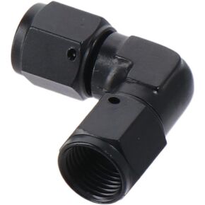 BYOBYO 6AN Female To 6AN Coupler Union, 90 Degree Aluminum Black Union Fitting Adapter Fuel Line Replacement for Oil Fuel, Water Lines