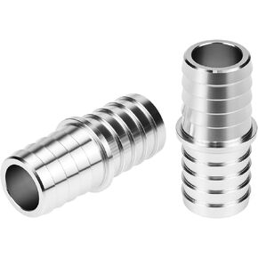 QWORK 2 Pack 3/4" Hose Barb Splice Coupler Repair Fitting Adapter Connector - Aluminum Coupler Splice Mend Coolant Intercooler Exchanger