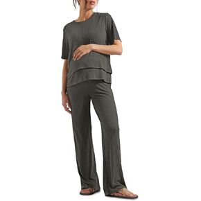 Tankaneo Womens Postpartum Maternity Pajamas 2 Piece Sets Rib Short Sleeve Nursing Tops and Elastic Waist Pants Loungewear in Kuwait