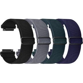 Fullmosa Quick Release Watch Bands 20mm 22mm Waterproof Nylon Elastic Braided Straps, Adjustable Solo Loop Wristband for Women Men 22mm Black/Sand Pink/Starlight/Milk Tea