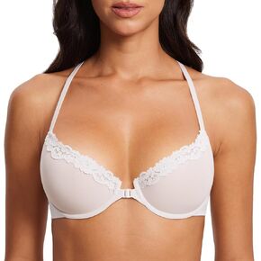 Dobreva Women's Mesh Front Front Racerback Bra Lace Trim Unlize Underwire Sexy Gradund