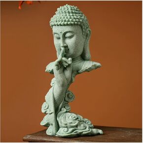 Aquarium Buddha Statue Meditation Buddha Statues Sandstone Thinker Sculpture Figurine for Fish Tank Aquarium Zen Decorations, Gift, M
