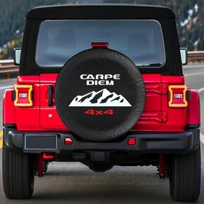 32 "غطاء إطار احتياطي متميز لـ Jeep Wrangler JL Sport Sahara 2018-2025 مع تصميم صور شعار Carpe Diem 4x4