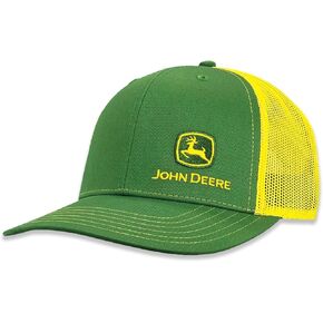 John Deere Baseball Cap Trucker Hat 13083359Gr Current Front Left Baseball Cap Trucker Hat Trademark Emb Gryw Green/Yellow