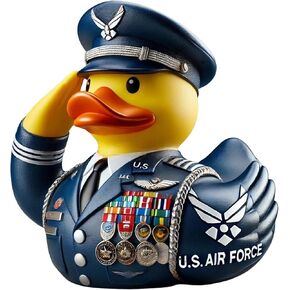 Duck Desk Decor - Military Uniform Saluting Duck Veteran Ducks Army Military Uniform Resin Duck for Veteran Gifts, Military Resin Duckies Decorations for Veterans Day (Air Force)