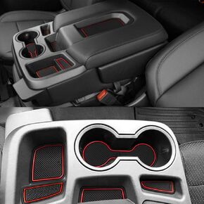 auovo 27pcs Anti-dust Mats for Chevy Silverado 1500/GMC Sierra 1500 Accessories 2019-2021 Interior Car Cup Holder Inserts,Center Console,Door Pocket Liner Mat (Crew Cab, Split-Bench Seat, Red)