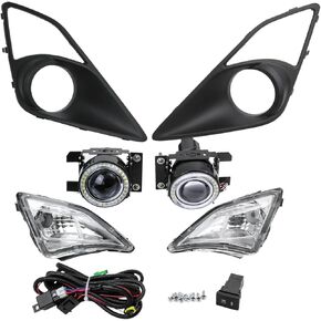LED Halo Driving Fog Lights with Corner Lights Fit 2012-2016 For Scion FRS/GT86,Left and Right Side Front Projector Fog Lamps +Corner Lights+Black Cover(2pcs)