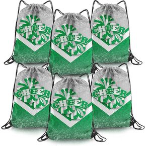 Cheer Drawstring Backpack 6Pcs Cheerleading Drawstring Gym Bag Cheer Accessories Cheerleader Gifts for Cheerleaders (Winered&Black)