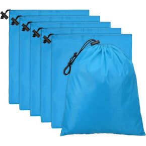 PATIKIL Travel Storage Bags with Toggle 14 x 16 Inch, 6 Pack Waterproof 210D Polyester Drawstring Bag Stuff Sack Cinch Bag for Gym Traveling Hiking Yoga Shoes Organizer, Black in Kuwait