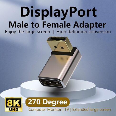 محول منفذ عرض 8K (محول DP متوسط ​​الانحناء) 2 حزمة، موصل DP ذكر إلى أنثى موسع 90 درجة، يدعم محول DP 8K@60 هرتز لأجهزة الكمبيوتر المحمول والشاشة in Saudi Arabia