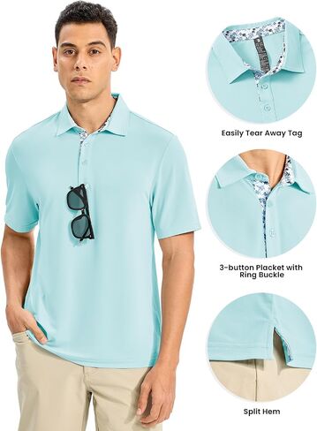 Rdruko Mens Polo قمصان قصيرة الأكمام الجافة رطوبة الفتل الرياضية غولف تنس تي شيرت in Kuwait