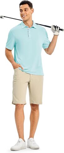 Rdruko Mens Polo قمصان قصيرة الأكمام الجافة رطوبة الفتل الرياضية غولف تنس تي شيرت in Kuwait