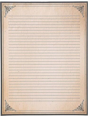 96 ورقة فاخرة مبطنة بتصميم عتيق بحواف عتيقة، قرطاسية قديمة لكتابة الرسائل والدعوات والقصائد وكلمات الاغاني والملاحظات، لون كريمي (8.5 × 11 انش) in Kuwait
