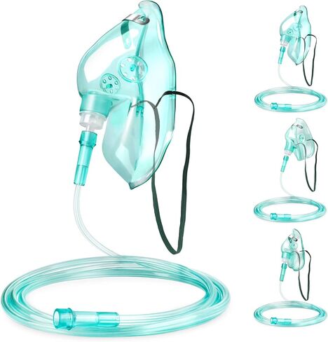 ANSNF 3 Pack Mask Oxygen Mask للوجه البالغ مع 6.6 'أنبوب وحزام مرن قابل للتعديل - حجم S+M+L - لا كوب in Kuwait