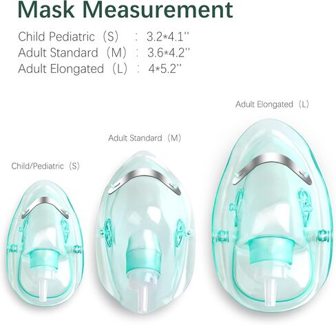 ANSNF 3 Pack Mask Oxygen Mask للوجه البالغ مع 6.6 'أنبوب وحزام مرن قابل للتعديل - حجم S+M+L - لا كوب in Kuwait