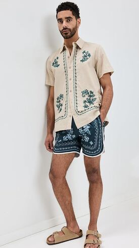 AGUA BENDITA Men's Liam Blush Swim Trunks 6" in Saudi Arabia