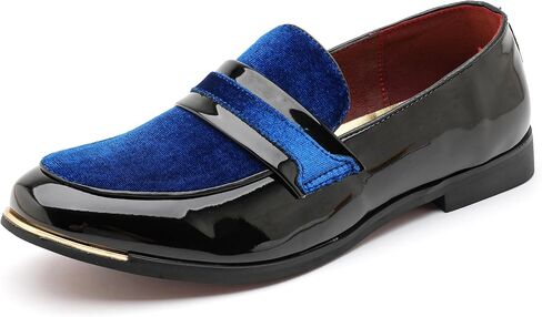 LCQL Men's Luxury Velvet Penny Loafers Patent Leather Oxford Classic Business Party Prom Club Dress Shoes Size 7-13 in Kuwait