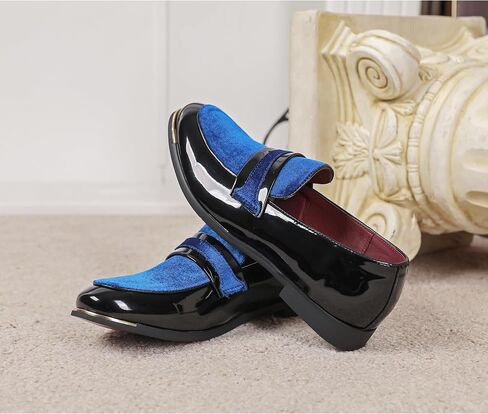 LCQL Men's Luxury Velvet Penny Loafers Patent Leather Oxford Classic Business Party Prom Club Dress Shoes Size 7-13 in Kuwait