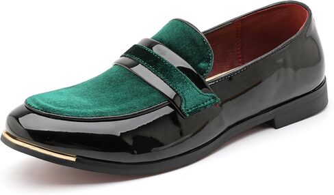 LCQL Men's Luxury Velvet Penny Loafers Patent Leather Oxford Classic Business Party Prom Club Dress Shoes Size 7-13 in Kuwait
