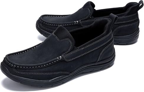 Mens Slip On Loafers Casual Hands Free Slip in Shoes Step in Walking Leather Shoes for Men with Breathable Comfort in Kuwait
