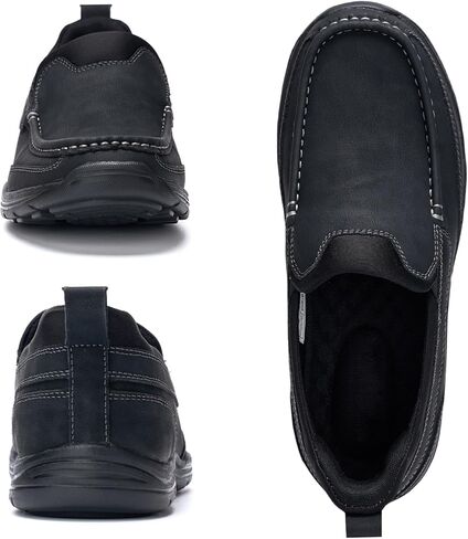 Mens Slip On Loafers Casual Hands Free Slip in Shoes Step in Walking Leather Shoes for Men with Breathable Comfort in Kuwait