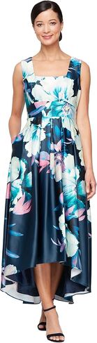S.L. Fashions Women's Floral High-Low Gown with Pockets and Stretch Bodice, Wedding Guest Dress (Petite and Regular Sizes) in Saudi Arabia