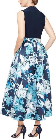 S.L. Fashions Women's Floral High-Low Gown with Pockets and Stretch Bodice, Wedding Guest Dress (Petite and Regular Sizes) in Saudi Arabia