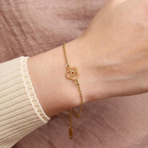 Birth Flower Gold Bracelets for Women, Statement Adjustable Stackable Birthday Chain Bracelet Outfit Accessories Jewelry Gift. in Saudi Arabia