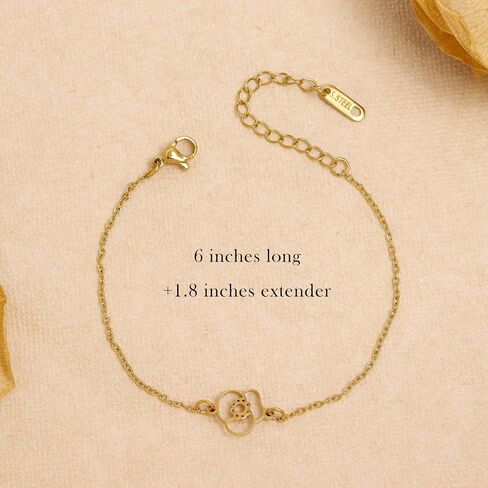 Birth Flower Gold Bracelets for Women, Statement Adjustable Stackable Birthday Chain Bracelet Outfit Accessories Jewelry Gift. in Saudi Arabia