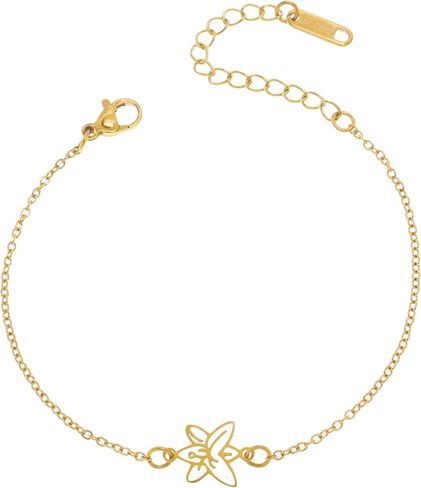 Birth Flower Gold Bracelets for Women, Statement Adjustable Stackable Birthday Chain Bracelet Outfit Accessories Jewelry Gift. in Saudi Arabia