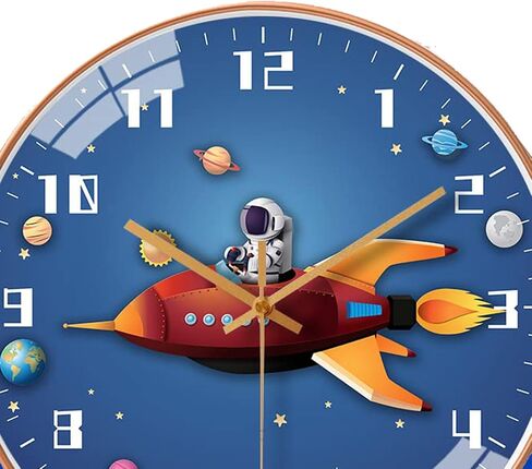 Space Silent Creative Wall clock, Silent time Wall Clock Operated for wall clock for office, Classroom, Bedroom, Bathroom, Living room, Restaurant, Hotel,Children's room，kitchen， etc.(30 cm/ 12") in Saudi Arabia