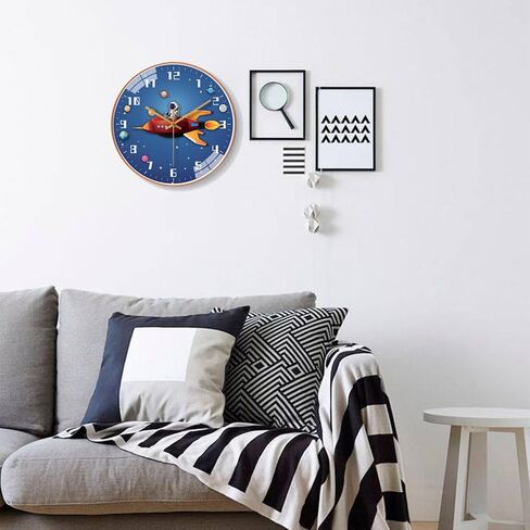 Space Silent Creative Wall clock, Silent time Wall Clock Operated for wall clock for office, Classroom, Bedroom, Bathroom, Living room, Restaurant, Hotel,Children's room，kitchen， etc.(30 cm/ 12") in Saudi Arabia
