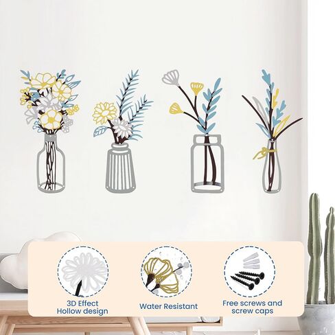 zituzitp 3 Pieces Metal Flower Wall Decor, Wall Art for Bathroom Living Room Kitchen Bedroom Dining Room Rustic Farmhouse Boho Wall Decor Houseworming Gift in Saudi Arabia