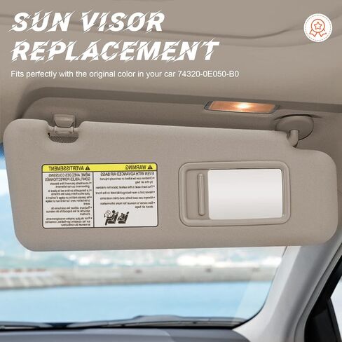 Beige Passenger Right Side Sun Visor Replacement Compatible with Toyota Highlander 2008 2009 2010 2011 2012 2013 Replace 74320-0E050-B0 in Kuwait