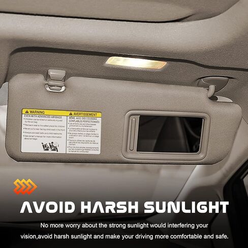 Beige Passenger Right Side Sun Visor Replacement Compatible with Toyota Highlander 2008 2009 2010 2011 2012 2013 Replace 74320-0E050-B0 in Kuwait