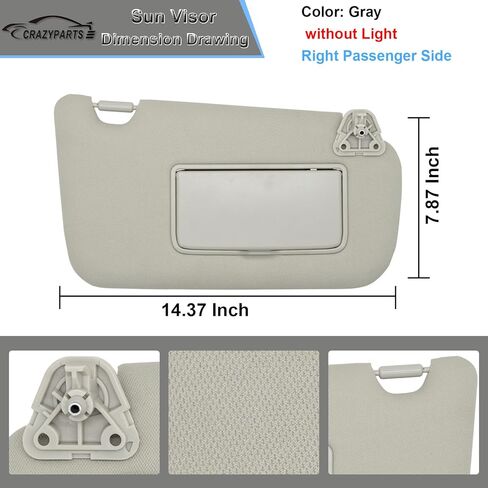 سائق جانب Sun Visor متوافق مع Nissan Sentra 2013-2019 Sun Shade بدون استبدال الضوء 96401-4at7a اللون: رمادي in Kuwait