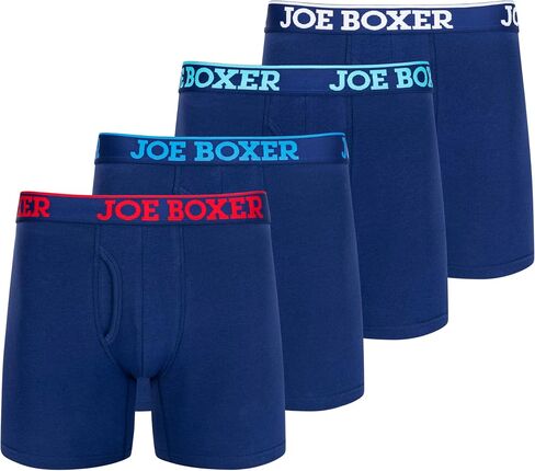 JOE BOXER Mens Boxer Briefs 4-Pack, Comfy and Breathable Spandex-Cotton Boxer Briefs, Mens Underwear Cotton Stretch in Saudi Arabia
