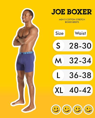 JOE BOXER Mens Boxer Briefs 4-Pack, Comfy and Breathable Spandex-Cotton Boxer Briefs, Mens Underwear Cotton Stretch in Saudi Arabia
