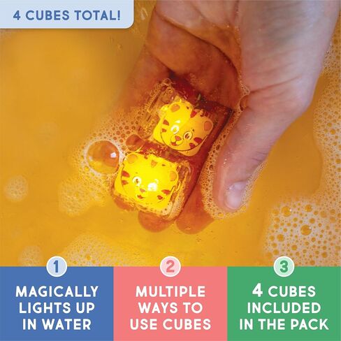 Glo Pals x Daniel Tiger's Neighborhood Water-Activated Bath Toy with 6 Reusable Light-Up Cubes for Sensory Play in Kuwait