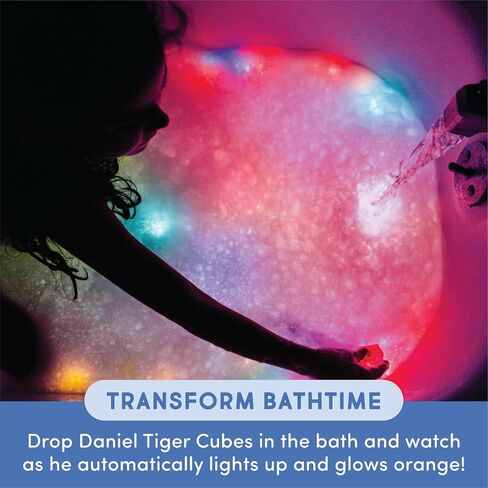 Glo Pals x Daniel Tiger's Neighborhood Water-Activated Bath Toy with 6 Reusable Light-Up Cubes for Sensory Play in Kuwait